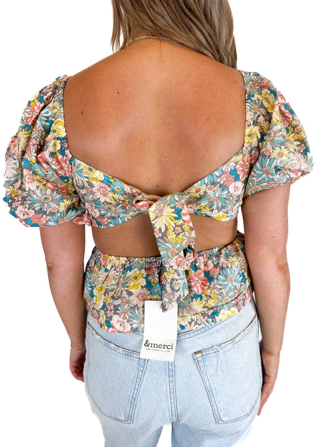 &merci Floral Puffed Sleeve Blouse NWT (L)