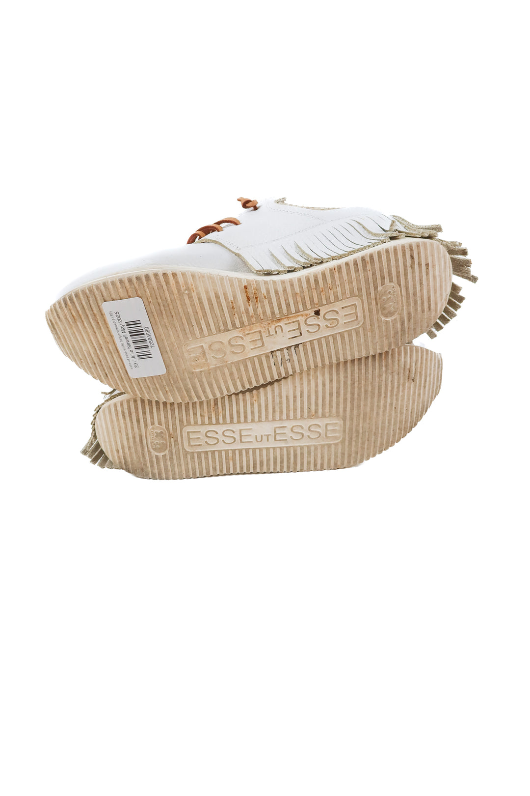 esse ut esse white fringe sneakers (39; retail $395)
