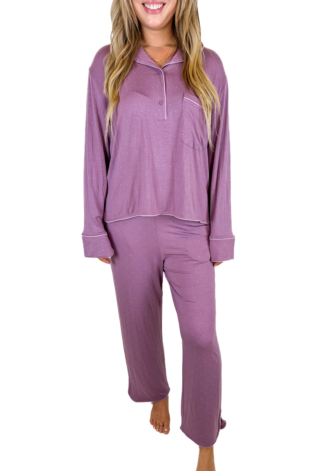 Tommy John Pullover Long Sleeve Pajama Top & Pant Set (L)