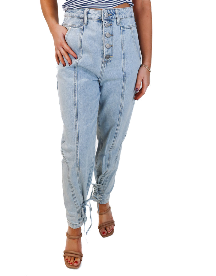 Insane gene light wash cinched ankle jeans (26; retail $79)