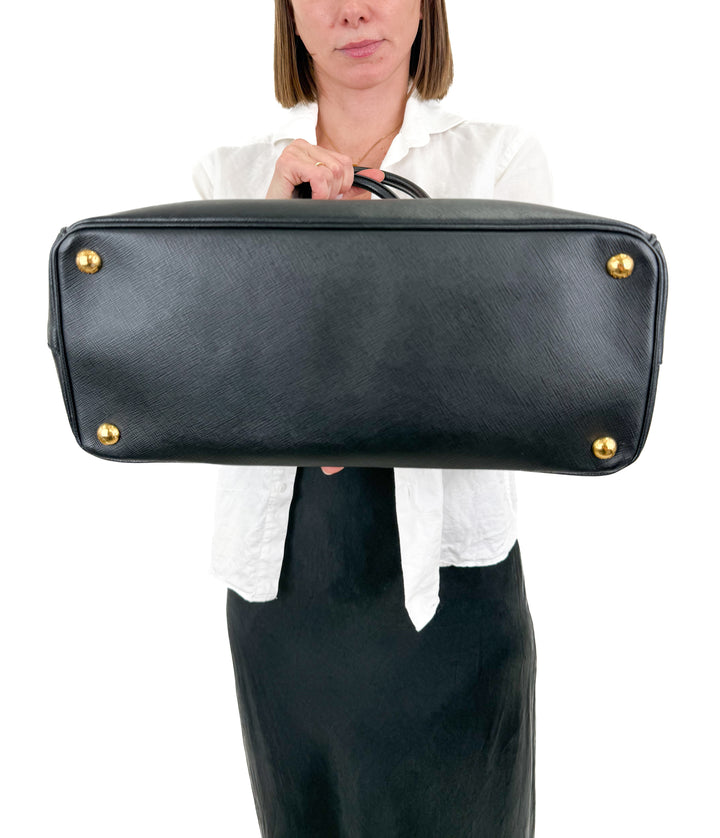 Prada Galleria Black Saffiano Large Leather Two Way Tote (retail $5,500)