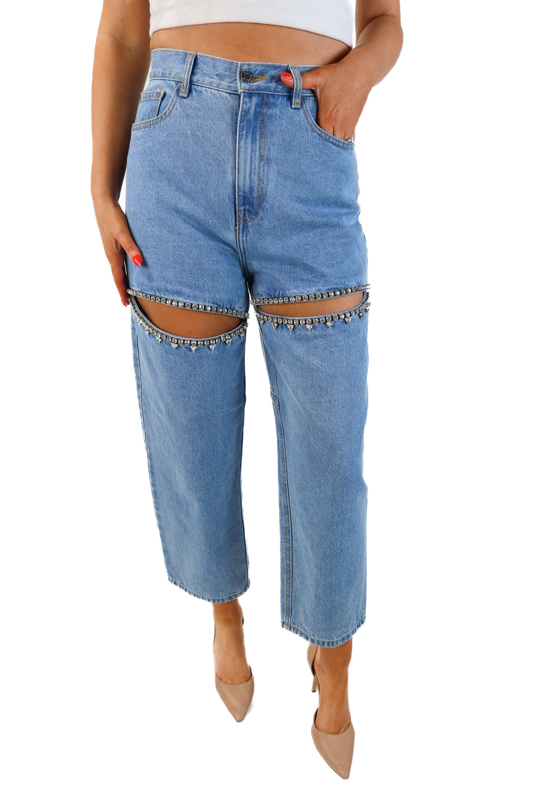 Area Rhinestone Jeans (8; retail $720)