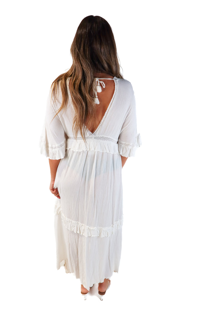Free people white button front maxi dress (s; retail $138)