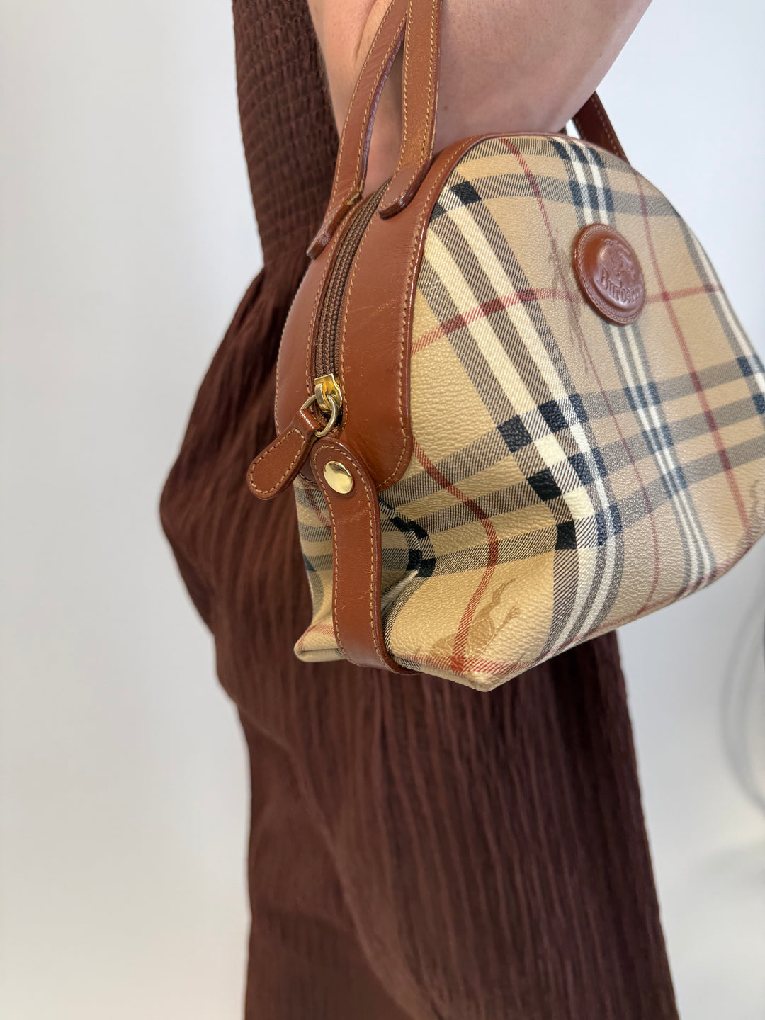 SOLD: Burberry Convertible Small Top Handle Tote (Vintage)