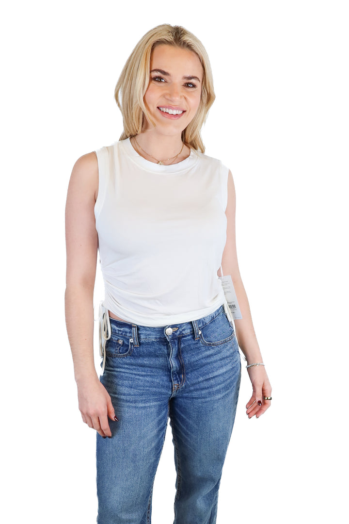 tavi white ruched sleeveless tank NWT (s; retail $58)