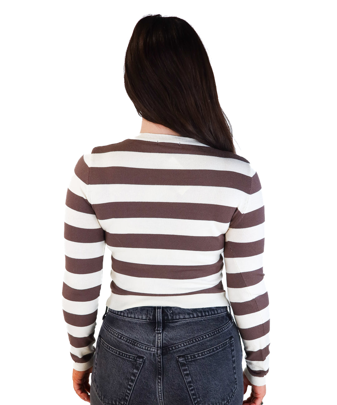 Active basic striped cropped sweater NWT (m)