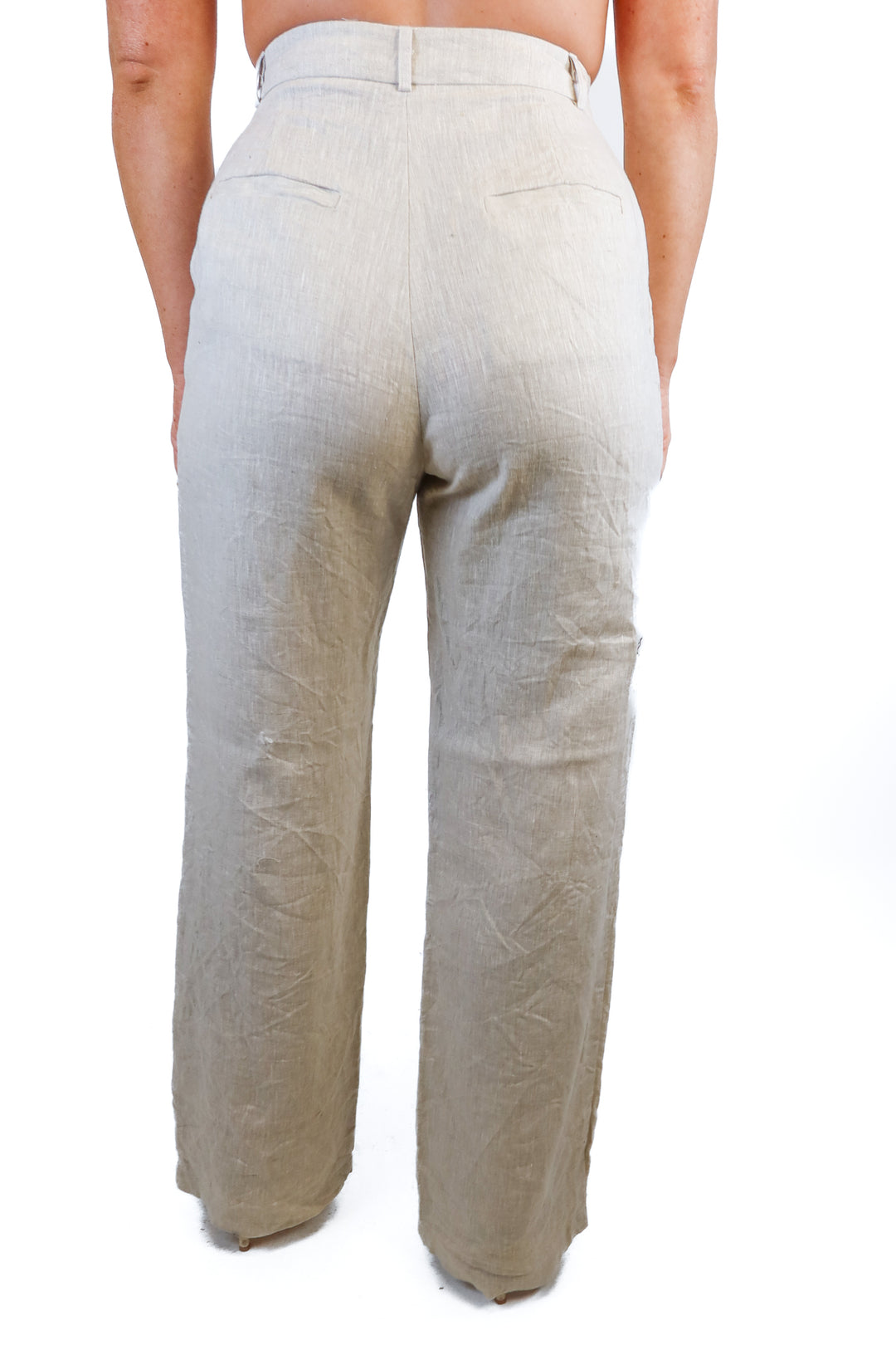 Reformation Beige Linen Wide Leg Pants (4)*