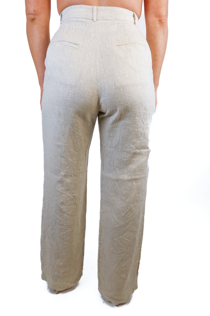 Reformation Beige Linen Wide Leg Pants (4)*