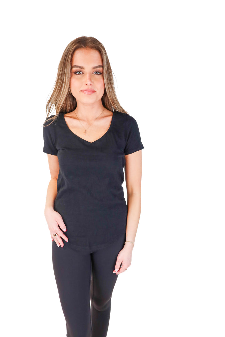 Loft Black Vneck Tee (S)