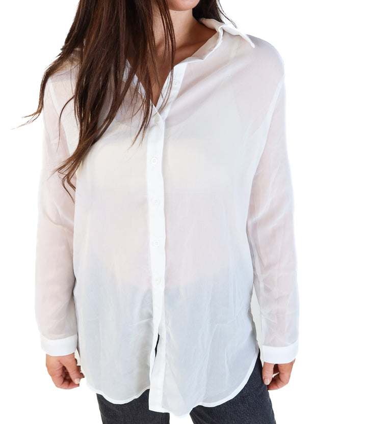 Pretty little thing white sheer button up (2)