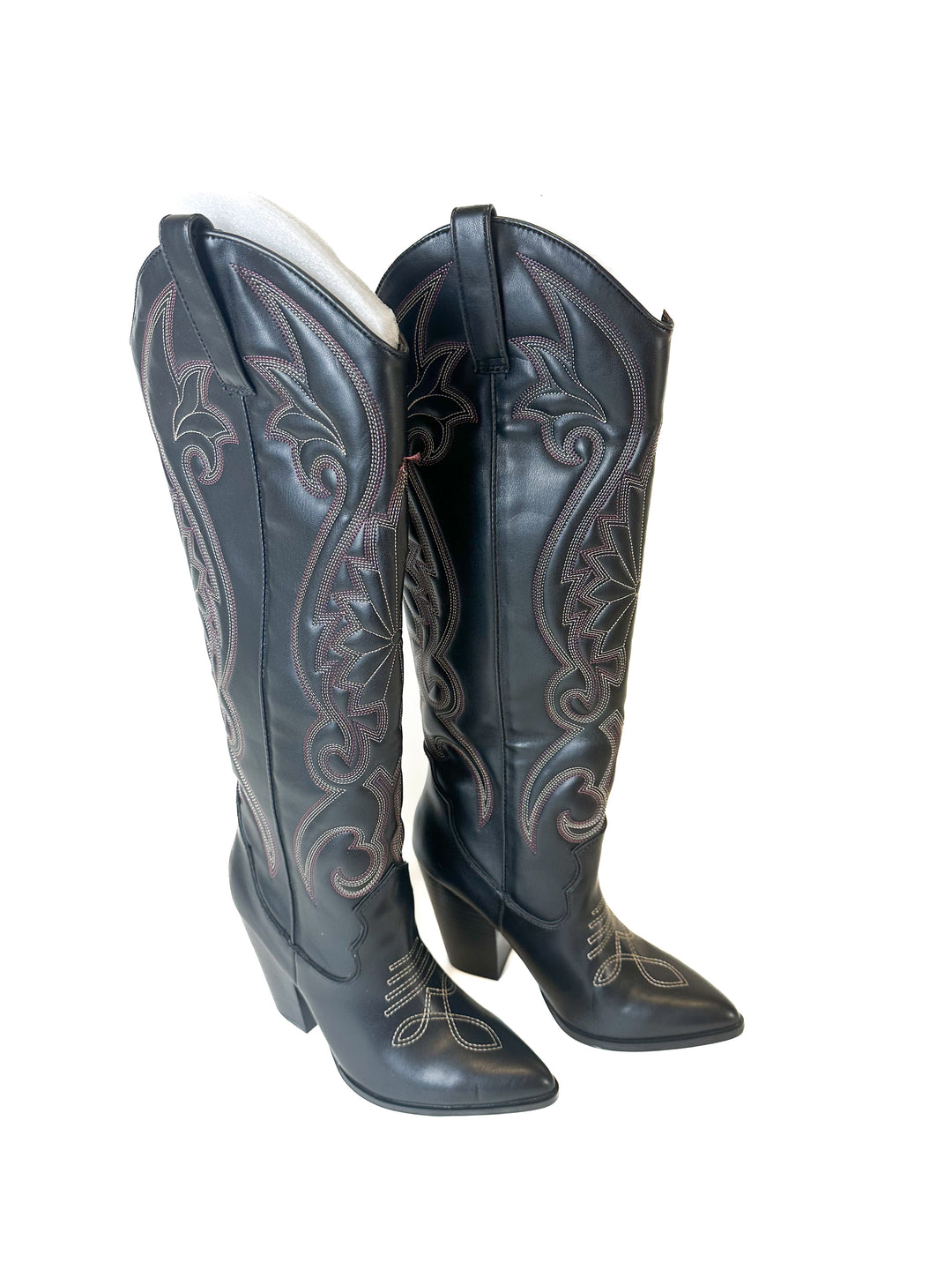Black Embroidered High Boots (7)