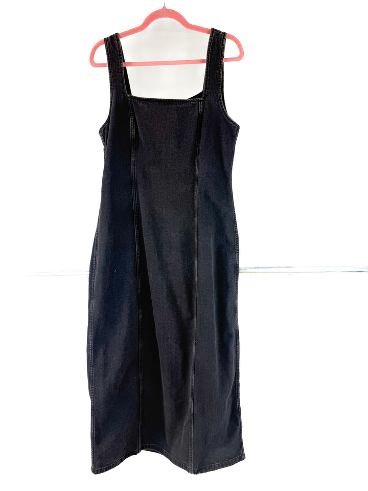 abercrombie & fitch black denim maxi dress (L)