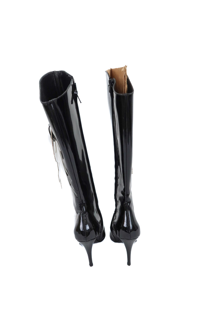 agent provocateur black patent tall boots (37; retail $800)