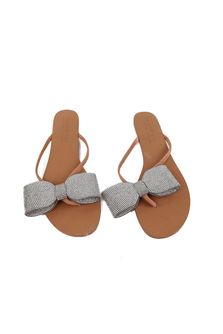 aminah rhinestone bow sandals (8; retail $465)