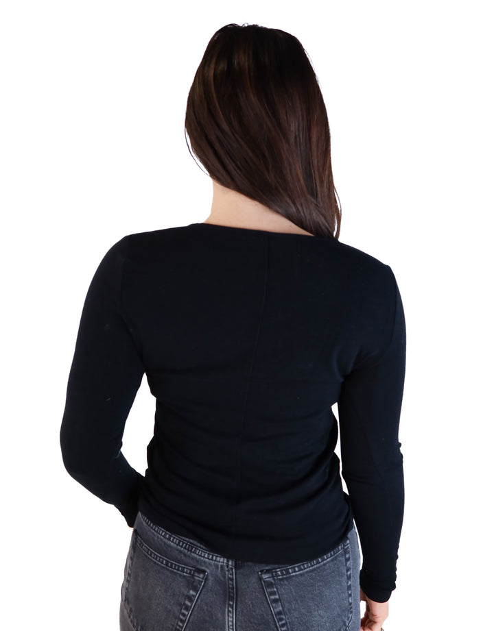 Loft black v-neck long sleeve top (s)