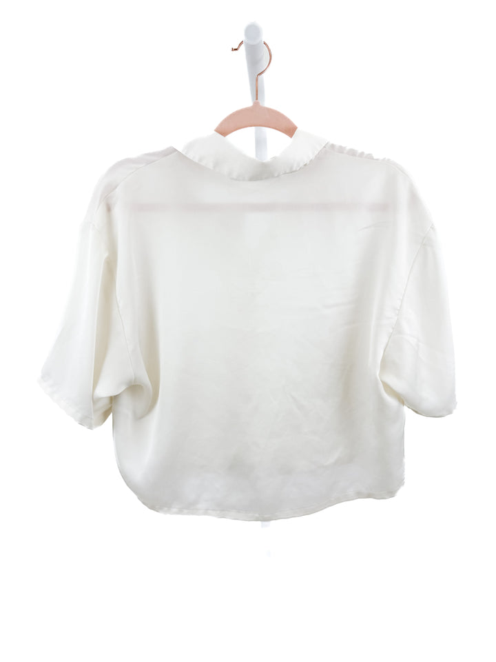 abercrombie & fitch cream satin button up (s)