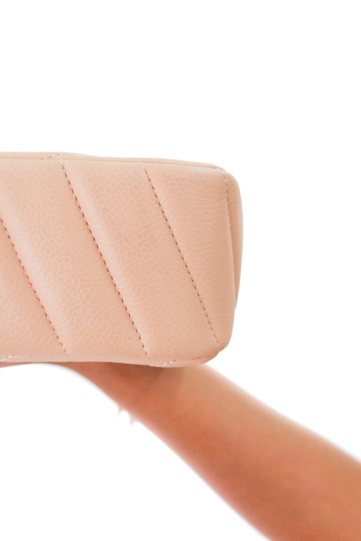 Chanel Chevron Nude Caviar Leather Single Flap (est. retail $10,400)