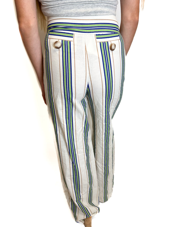 Sezane Striped Wide-Leg Linen Pants NWT (34)*