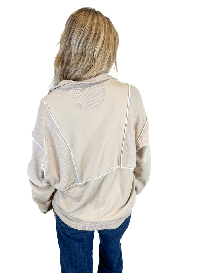 Kittenish Taupe Half-Zip Pullover (S)