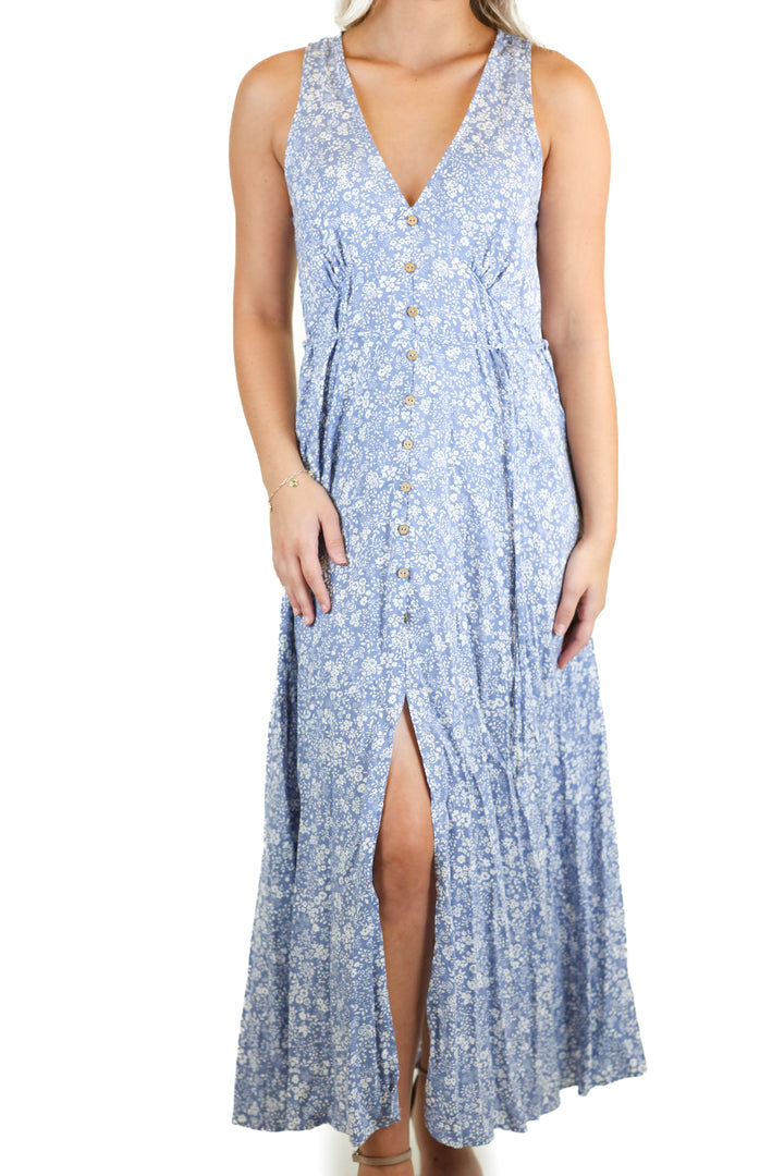 Final Touch Blue Ditsy Floral Maxi Dress (S)