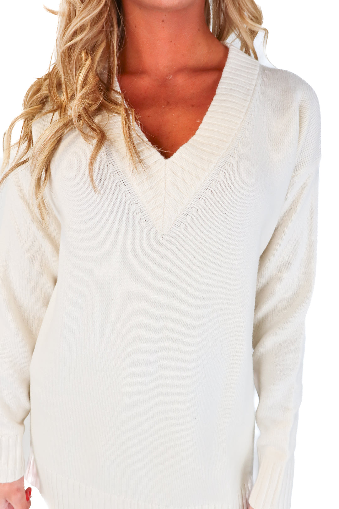Athleta Cream Vneck Tunic Sweater NWT (XS; Retail $168)
