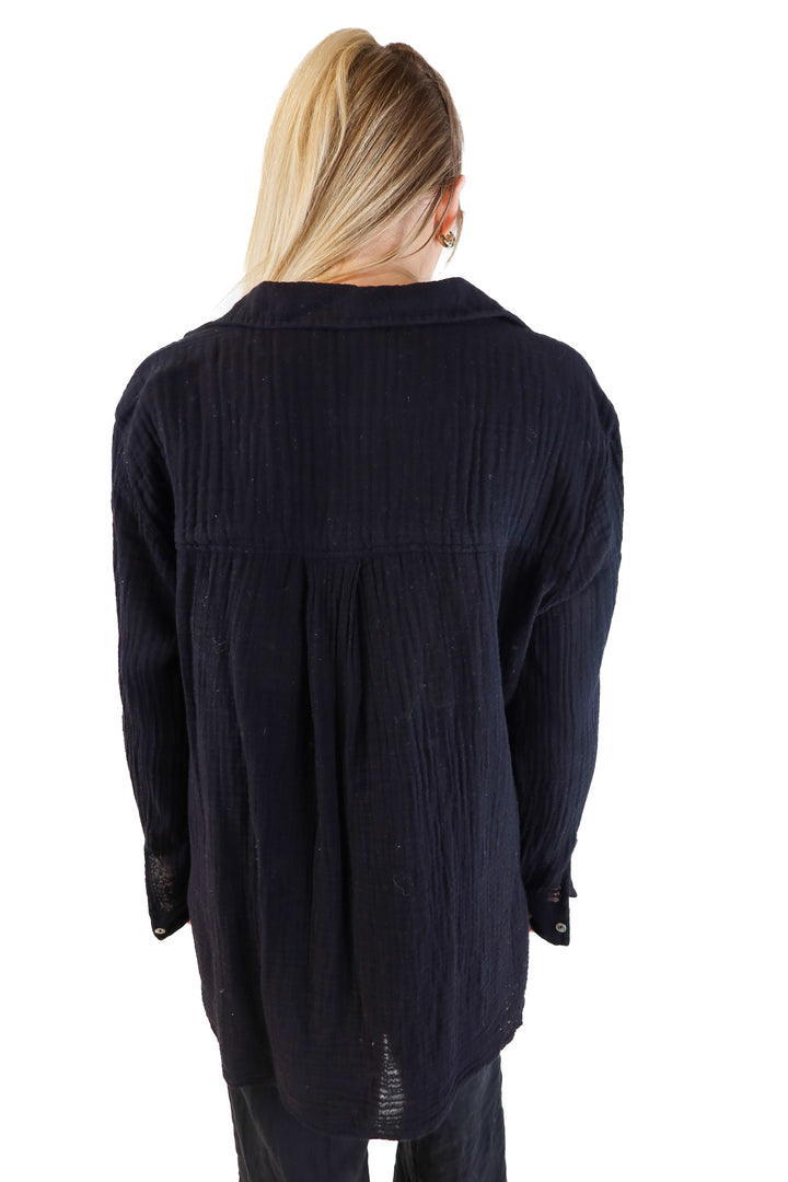 Michael Stars Black Cotton Shirt (M; retail $118)