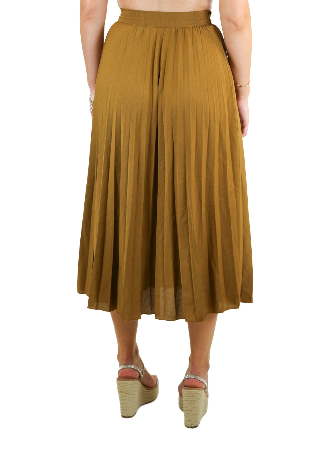 Zara Dark Mustard Pleated Midi Skirt (XS)