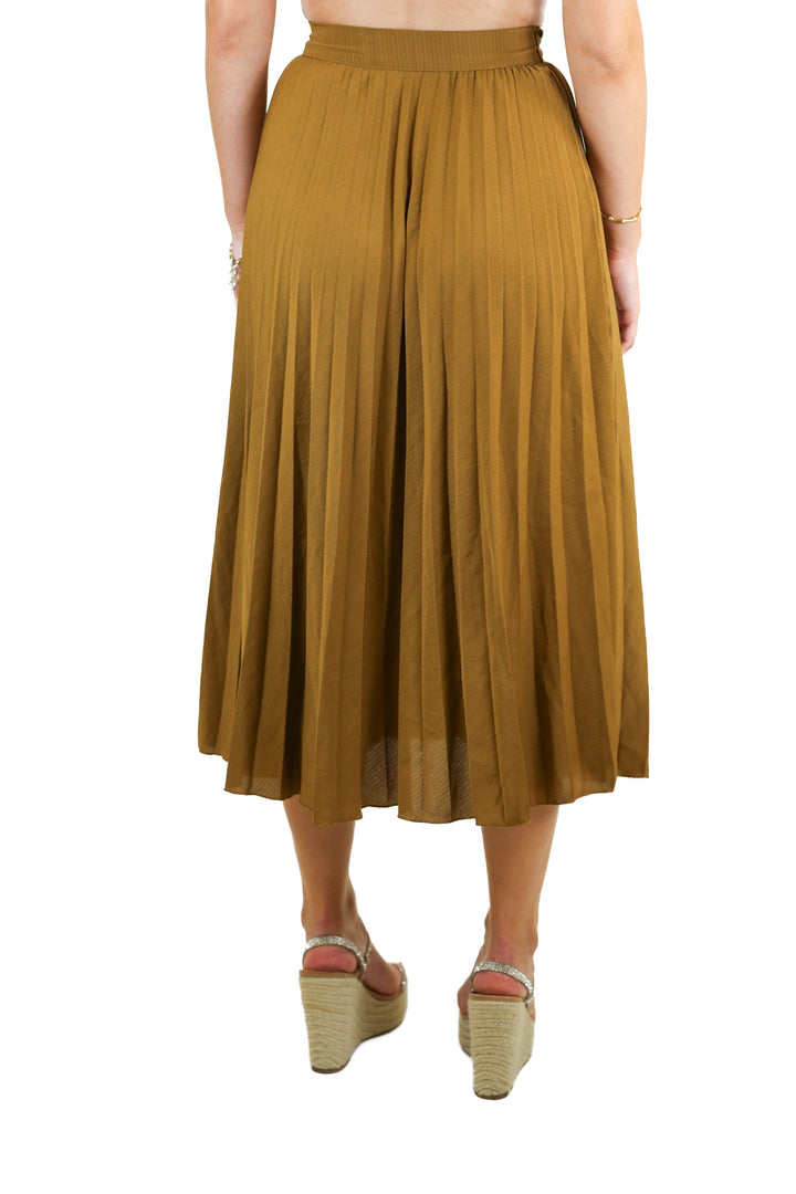 Zara Dark Mustard Pleated Midi Skirt (XS)