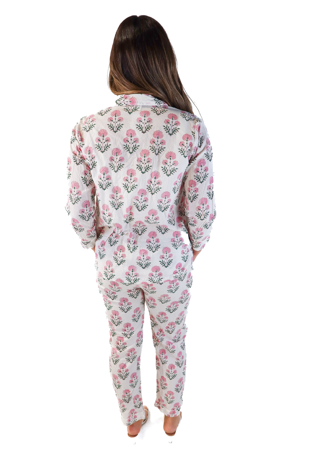 Cetinale white/pink floral linen set (m; retails for $70)