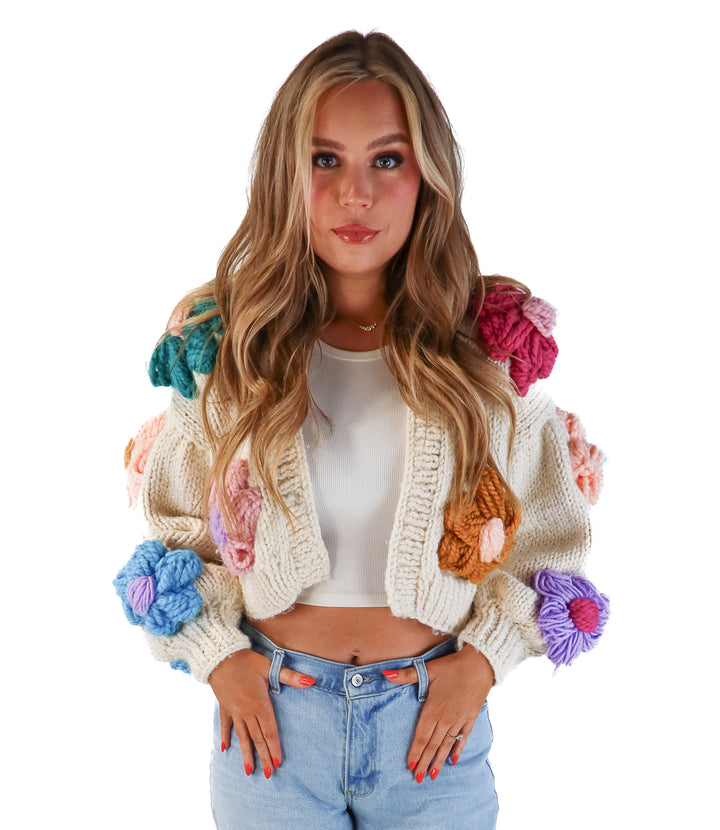 Myracle chunky floral knit cardigan (s; retails for $140)