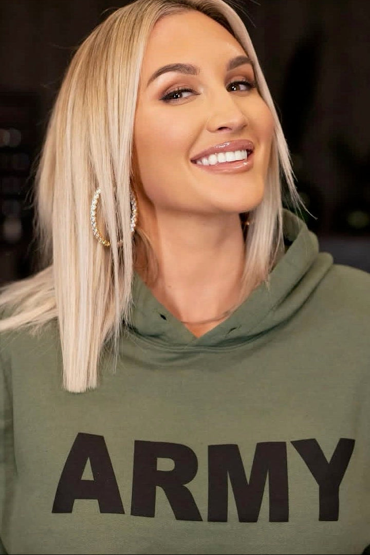 AUCTION ronny kobo army cropped hoodie (m)