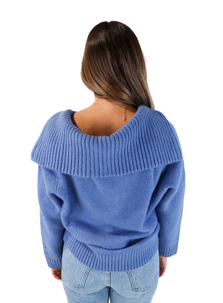 J.crew blue v-neck collared sweater (m)