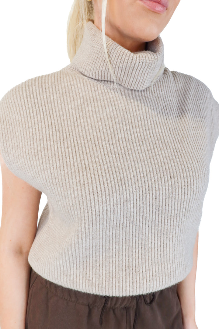Wayf light taupe mock neck sweater NWT (M)