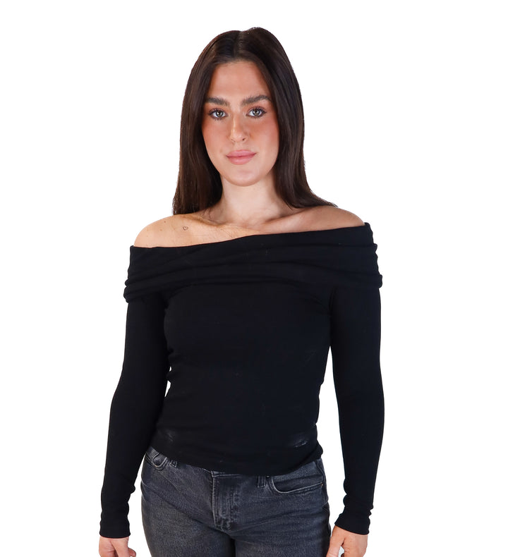 Club Monaco black off the shoulder top (M; retail $49)