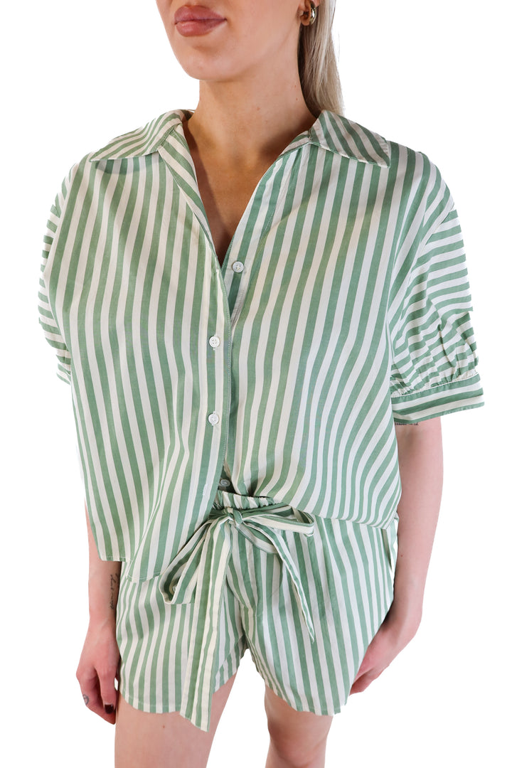 Sundays Green and White Striped Set (M; retails for $362)
