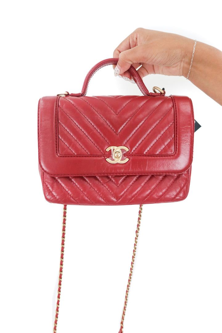 Chanel Chevron Red Two-Way Single Flap (est. retail $8,900)