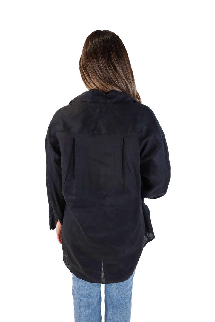 Faithful the Brand Black Linen Shirt (M; retail $190)