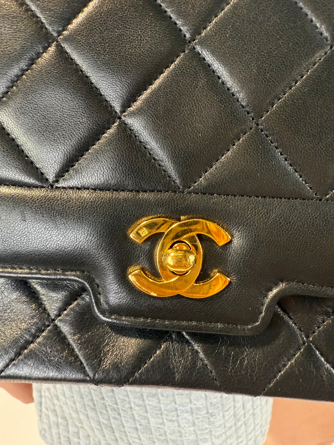 Chanel Diana Black Lambskin Crossbody (Vintage)