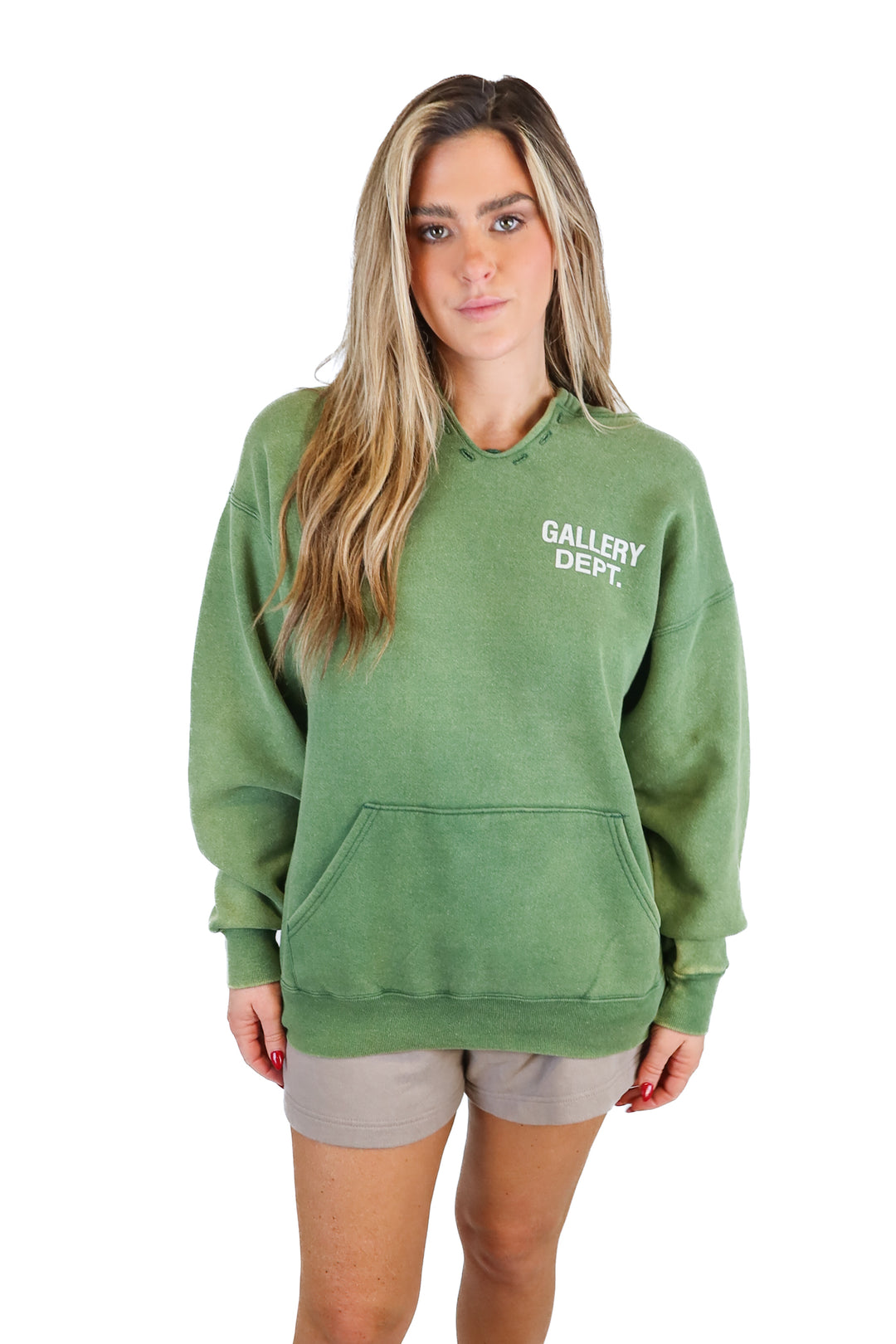 Gallery Dept green hoodie (M; retails for $550)