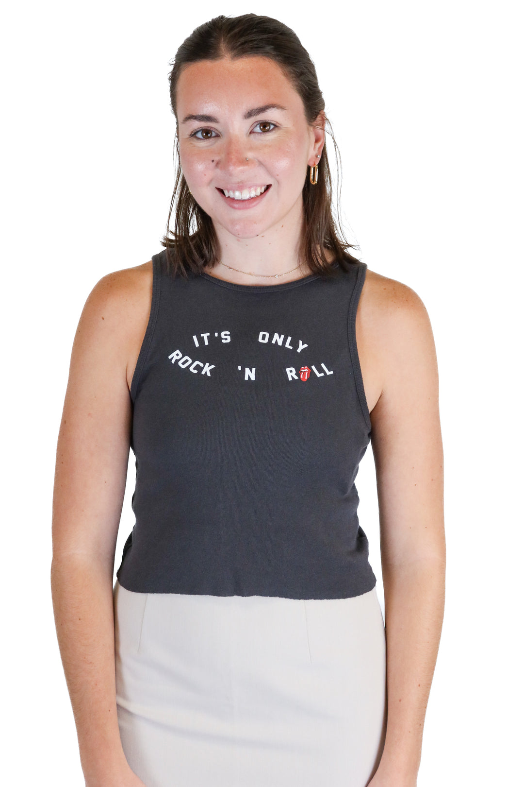 Rolling Stones Faded Black Rock 'N Roll Tank (S)