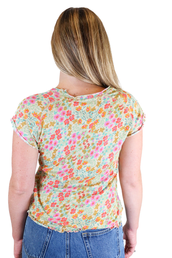 Natural Life green/pink/orange floral top NWT (S)