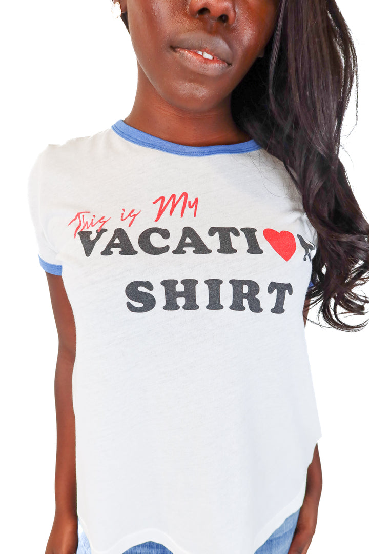 SOLD Wildfox White Vacation Ringer Graphic Tee (S)