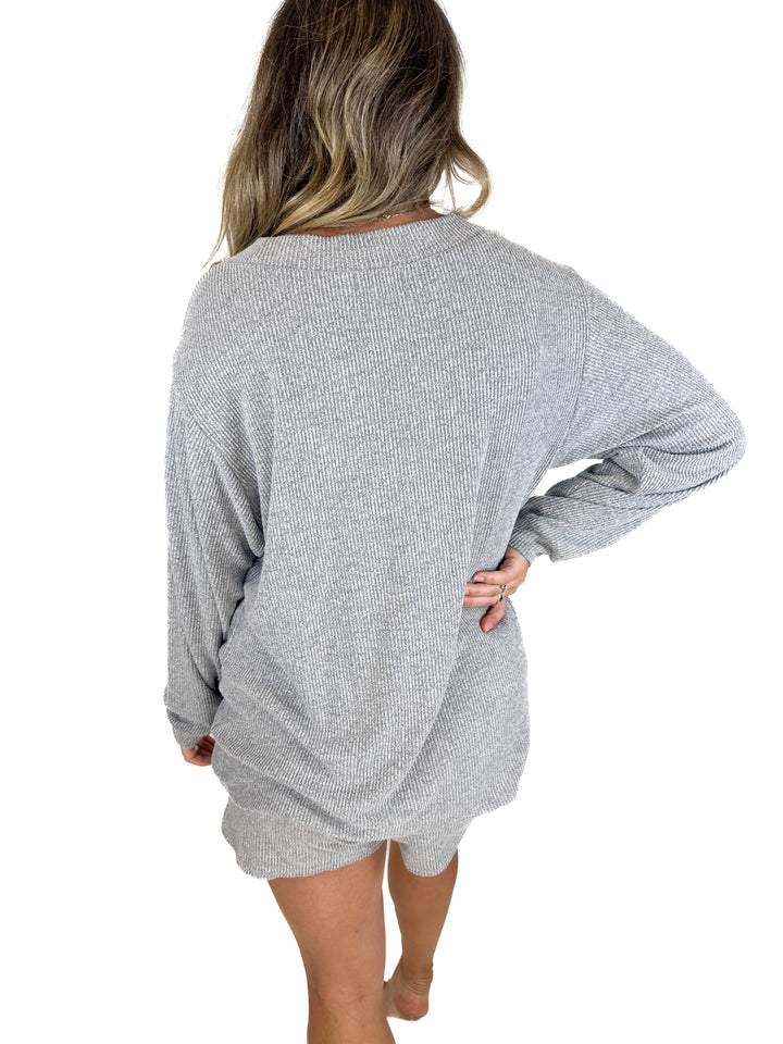 Open Edit Grey Tank, Cardigan and Shorts Pajama Set (S)