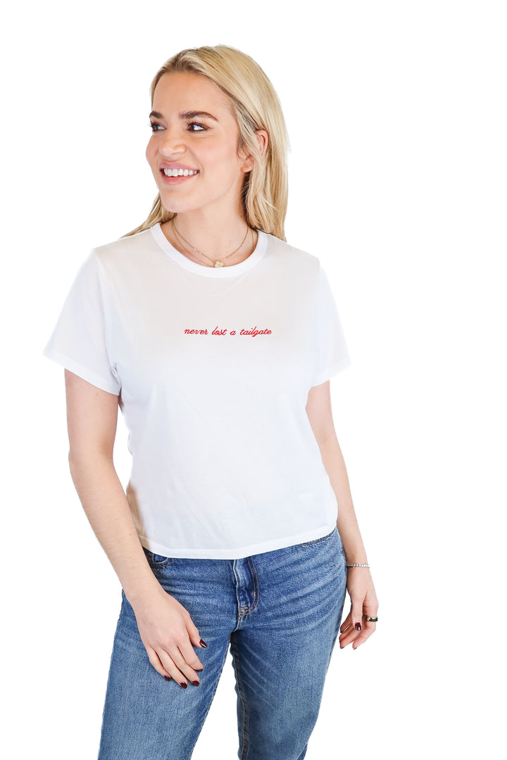Abercrombie & Fitch white "never lost a tailgate" tee NWT (S; $29)