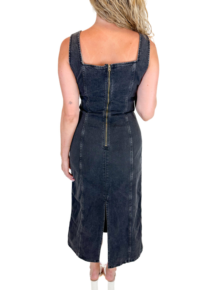 Abercrombie Black Denim Midi Dress NWT (M)