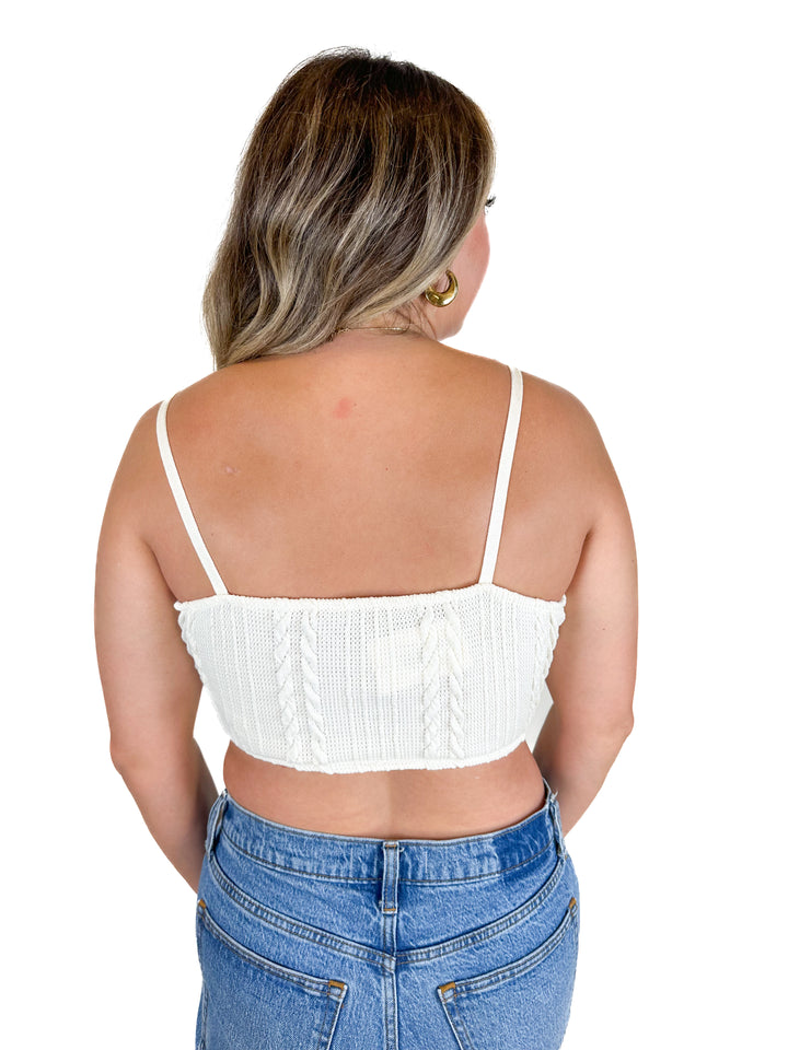 Zara White Knit Crop Top (L)