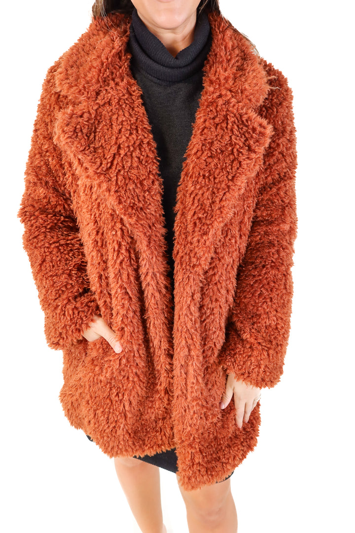 Cotton Candy LA rust fluffy coat (L)