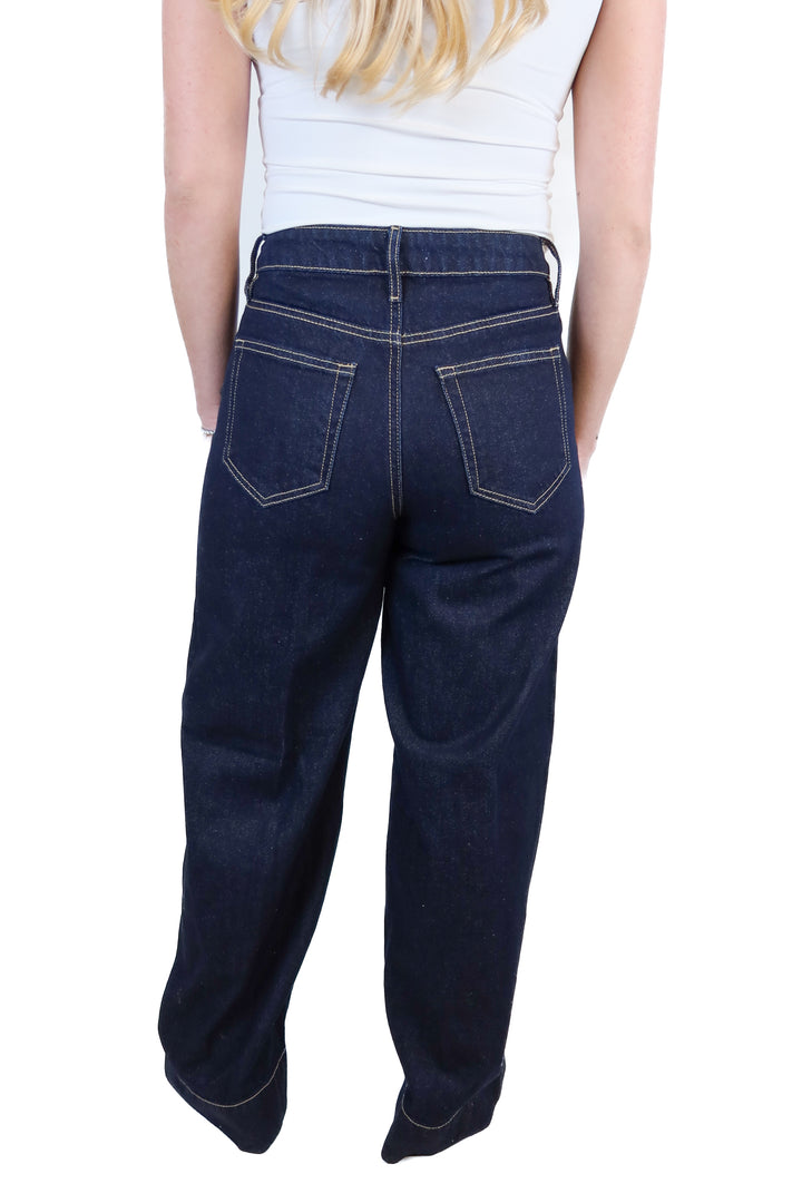 vici dark wash high rise wide leg pants NWT (25; retail $74)