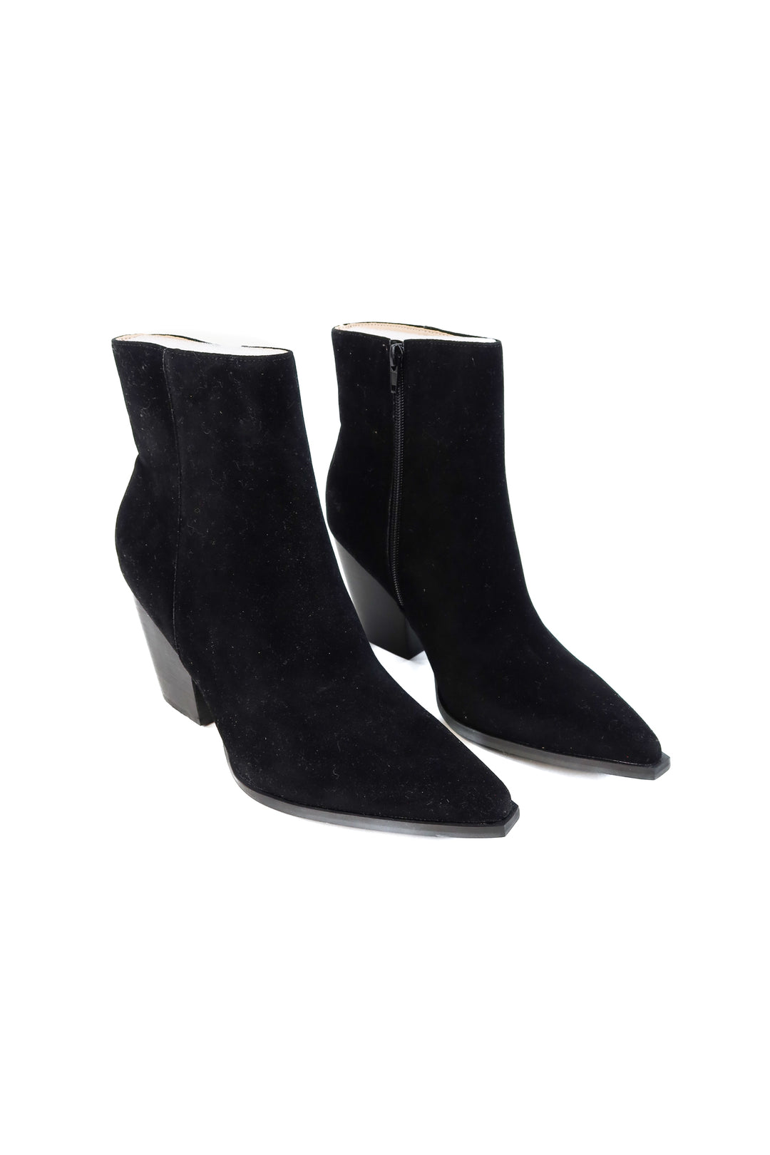 Vici black suede pointed toe bootie (10; retails for $64)
