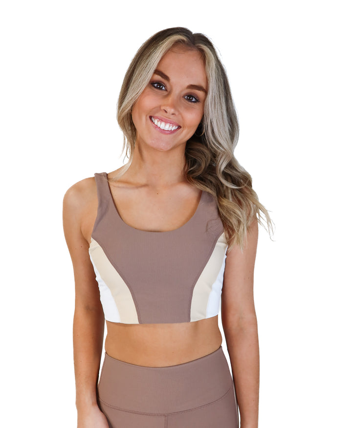 Wilo mauve color block sports bra (m)